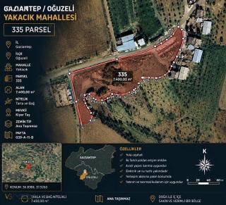 Oğuzeli Yakacık Mahallesinde Asfalt Yola Sıfır 7.400 M² Satılık