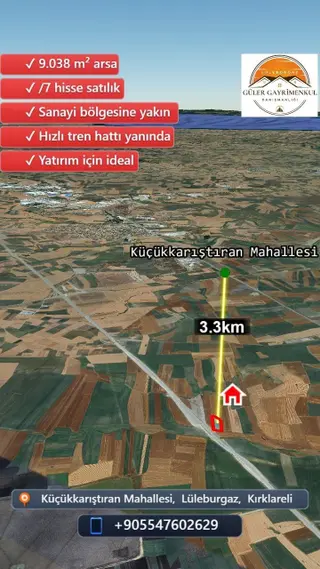 Lüleburgaz Küçükkarıştıran Satılık Tarla Hisse