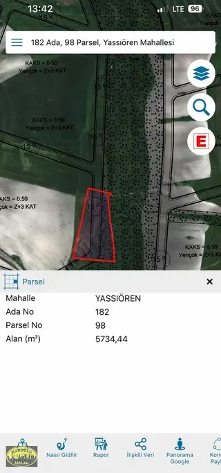 Yassioren 182ada 98 Parsel 72 M2 İmarli Zemin +3 Kat