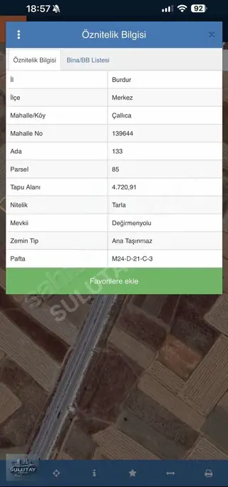 Burdur Çallıcada Tek Tapu 4.720 M² Satılık Tarla