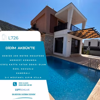 Didim Akbük'te Satılık Lüks 3+1 Tam Müstakil Villa | Denize 200 Metre | Sıfır