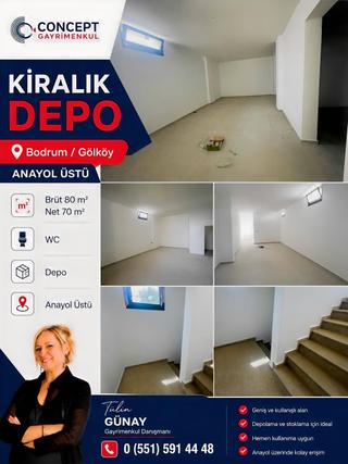 Bodrum Gölköyde Anayol Üzeri Kiralık 70 M² Depo