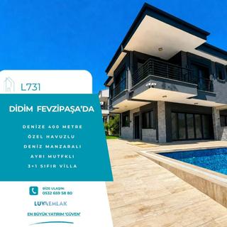 Didim Fevzipaşa'da Satılık Havuzlu Sıfır 3+1 Villa | Denize 400 Metre | Deniz Manzaralı