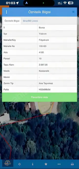 Bursa Yıldırım Fidyekızık'ta Satılık Arsa
