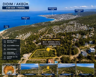 Didim Akbük'te Deniz Manzaralı 305m2 Müstakil Tapu Satılık Arsa