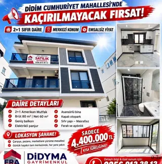 Didim Cumhuriyet Te Satılık Uygun Daire