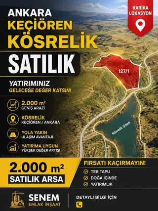 Keçiören Kösrelik Mevkii 2000 M2 Satılık Yatırımlık Arsa