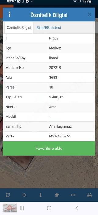 Satılık Ticari Arsa Niğde Merkez İlhanlı Mahallesinde