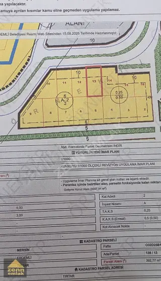 Mersin Erdemli'de Satılık 393m² Deniz Ve Doğa Manzaralı Arsa