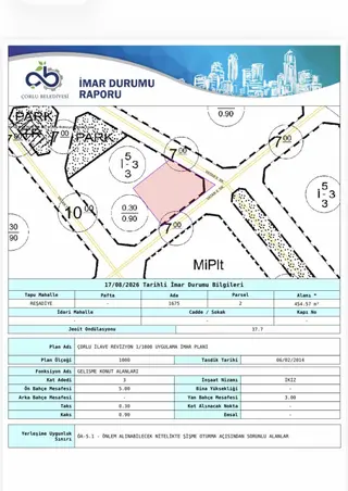 Havuzlar Da 455 M2 Köşe Parsel Satılık Arsa