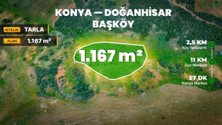 Taksitli - Konya Doğanhisar Başköy Mh. 1.167 M² Müstakil Tapu