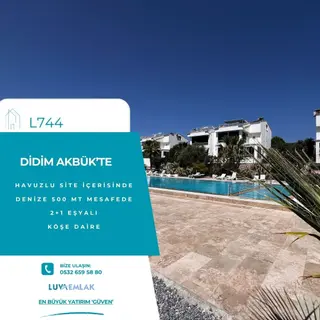 Didim Akbük’te Denize 500 Metre Mesafede Havuzlu Sitede Eşyalı 2+1