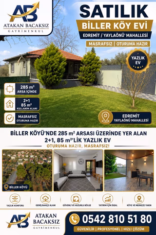 🌿 Edremit Biller Köyü’nde 285 M² Bahçeli, Masrafsız 2+1 Köy Evi