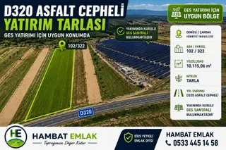 D320 Asfalt Cepheli | 10.115 M² | Ges Yatırımına Uygun Konumda T