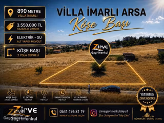Zirve'den Büğdüz Mahallesş 890metre Köşe Başı Villa İmarlı Arsa