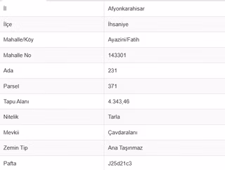 Afyonkarahisar Ayazini Fatih Mah Yatırımlık 4343m2 Satılık Tarla