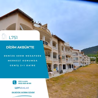 Didim Akbük'te Denize 500 Metre Mesafede, Merkezi Konumda Geniş 2+1 Daire