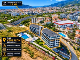 Alanya Oba'da Satılık Ful Eşyalı Deniz Ve Havuz Manzaralı 1+1 Daire