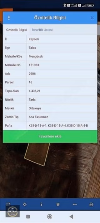 Talas Mengücekte Malatya Yoluna Yakın Yatırımlık Tek Tapu Tarla