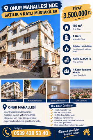 Sahibinden 4 Katlı Müstakil Ev