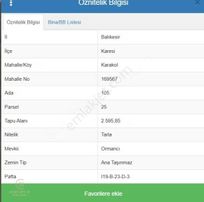 C21 Bal'dan Karakol Mah.de 2595 M2 Satılık Tarla