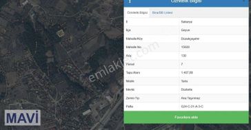 Remax Mavi'den Geyve Düzakçaşehir'de 1407 M² Emsal 0,60 Arsa