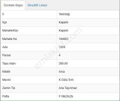 Kapaklı'da Barış Manço Bulvr Cephe 3 Parsl 840 M2 Ticari + Konut