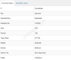 Eu Gayrimenkul'den Çanakkale Ayvacık'ta Denize 90 Metre Mesafede Kadastral Yola Cepheli Zeytinlik