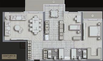 Century 21'den Prime Oran'da Yüksek Şerefiyeli 25. Kat 2+1