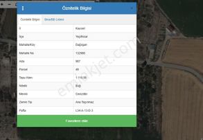 Türkiyem Gyo// Yeşilhisar'da 1.118 M2 Tek Tapu Satılık Bağ