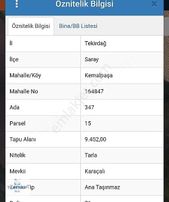 Tekirdağ Saray'da 9452 M² Satılık Tarla