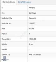 İncek Bağlar Caddesi Üzeri Yola Cepheli Kupon Arsa