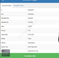 Eskişehir Tepebaşı Uluderede Satılık Tarla