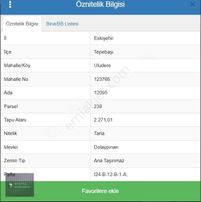 Eskişehir Tepebaşı Uludere De Satılık Tarla