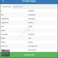 Eskişehir Odunpazarı Sarısungur'da Satılık Tarla
