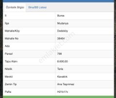 Bursa Mudanya Dedeköy Müstakil Tapulu Tarla