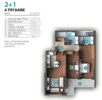 Bornova Goldiva Kuzey'de Katlanır Cam Balkonlu 2+1 Kiralık Daire