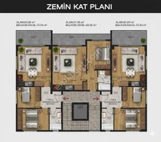 Marmaris Sıfır Projede Satılık 1+1 Açık Mutfak Daire