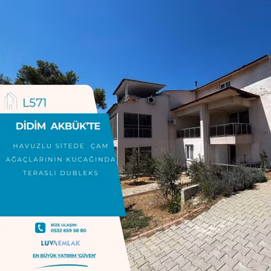 Didim Akbük'te Havuzlu Sitede Doğanın Kalbinde Ferah Dubleks