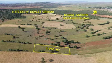 Akören Karahüyükde 1.961 M2 Müstakil Tapulu Tarla