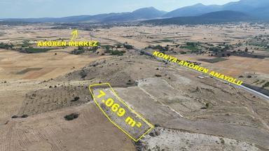 Konya / Akören / Tülce Mahallesinde 7.069 M² Müstakil Tapulu Tarla
