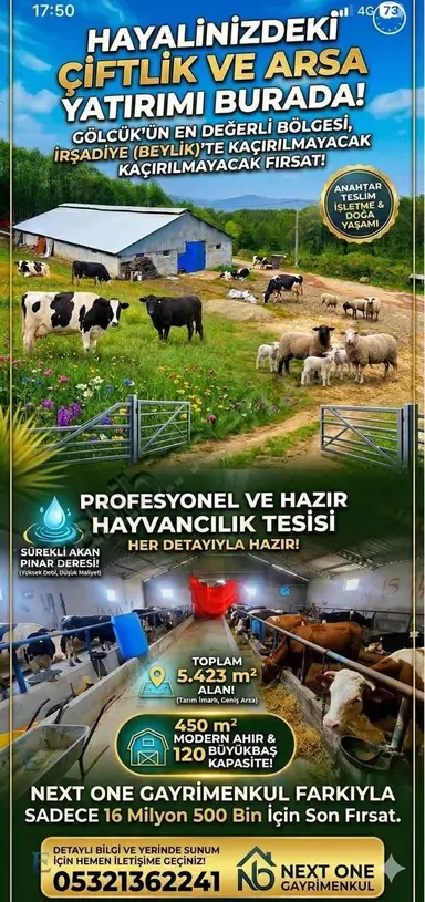 İrşadiyede Yatırımlık Çiftlik: 120 Başlık Ahır, Ev Ve Arsa İrşadiyede Yatırımlık Çiftlik: 120 Başlık Ahır, Ev Ve Arsa