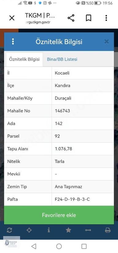 Kandıra Duraçalide Köyünde Uygun 1076m2