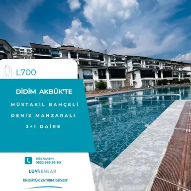 Didim Akbük'te Deniz Manzaralı Müstakil Bahçeli 2+1 Daire