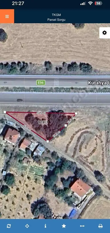 Ankara İzmir Asfaltına 59m Cepheli 732 M2 Tarla