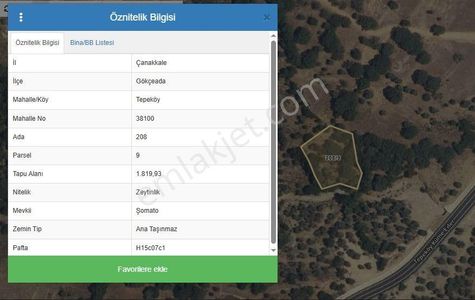 Çanakkale Gökçeada Tepeköy Satılık Zeytinlik 1.800 M2 Yatırımlık