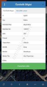 Didim Akyeniköy Yeşiltepe'de 700 M2 Satılık Villa Arsası