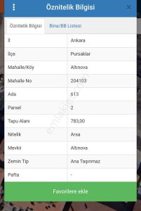 Pursaklar Altınova Mah. Mükemmel Lokasyonda Satılık Arsa