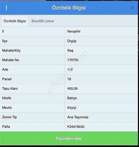 Konal'dan Fırsat Ürgüp'te 450m2 Tek Tapu Bahçe