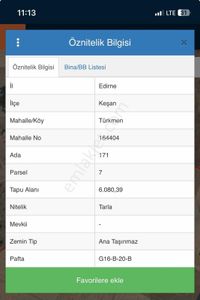 Edirne Keşan Satılık Yolu Olan Tarla Satılık 477 Mt